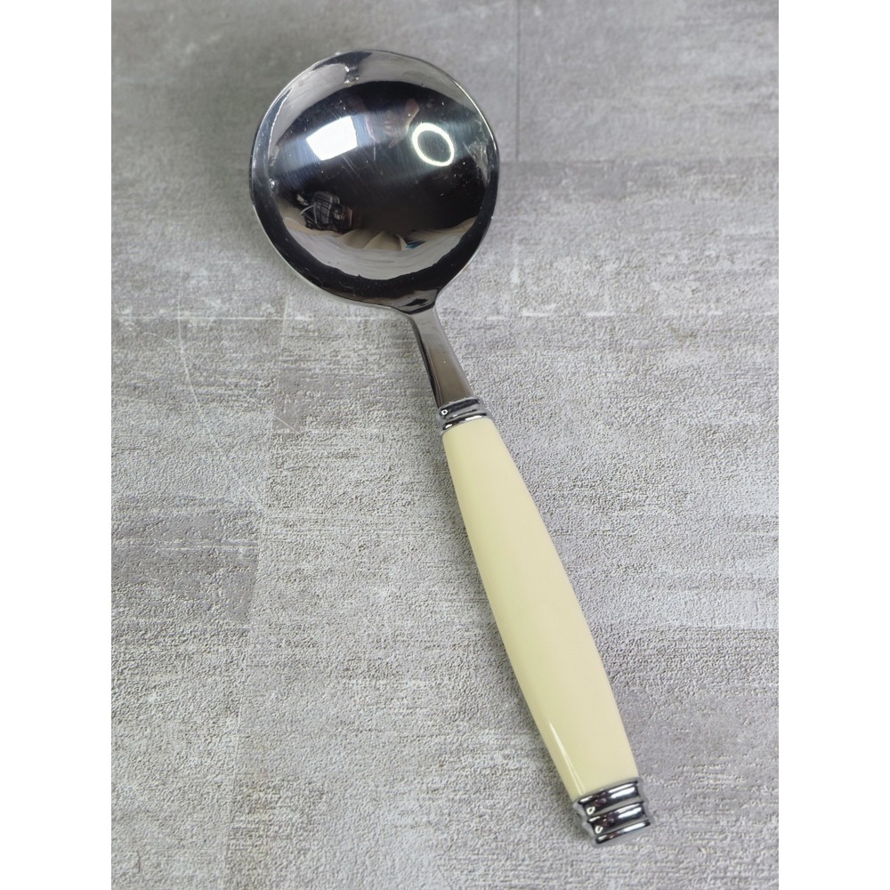 Pfaltzgraff Tabletones Flatware White Ivory Serving Soup Spoon Stainless Steel